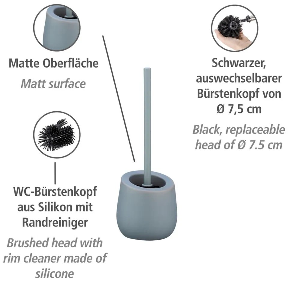 Perie cu suport din ceramică pentru toaletă Wenko Badi, gri