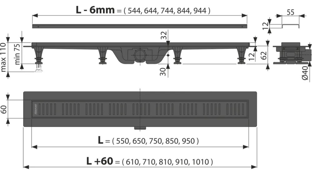 Set paravan dus walk-in 90x200 cm, rigola si coloana de dus cu baterie termostatata aurie Anima