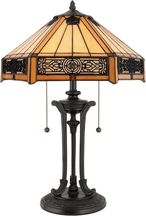 Elstead QZ-INDUS-TL - Lampă de masă INDUS 2xE27/60W/230V, sticlă chihlimbar