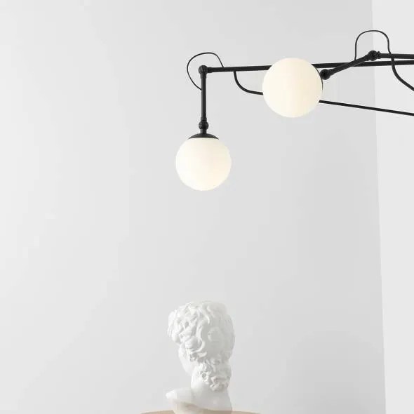 Aplica perete moderna neagra cu 2 brate tip lampa Soho Glass