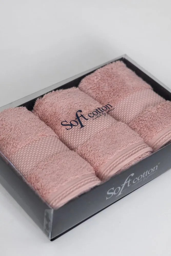 Set cadou prosoape mici DELUXE, 3 buc Roz pal / Dusty rose