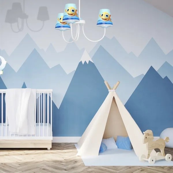 Lustră pe tijă pentru copii FISH 3xE14/40W/230V