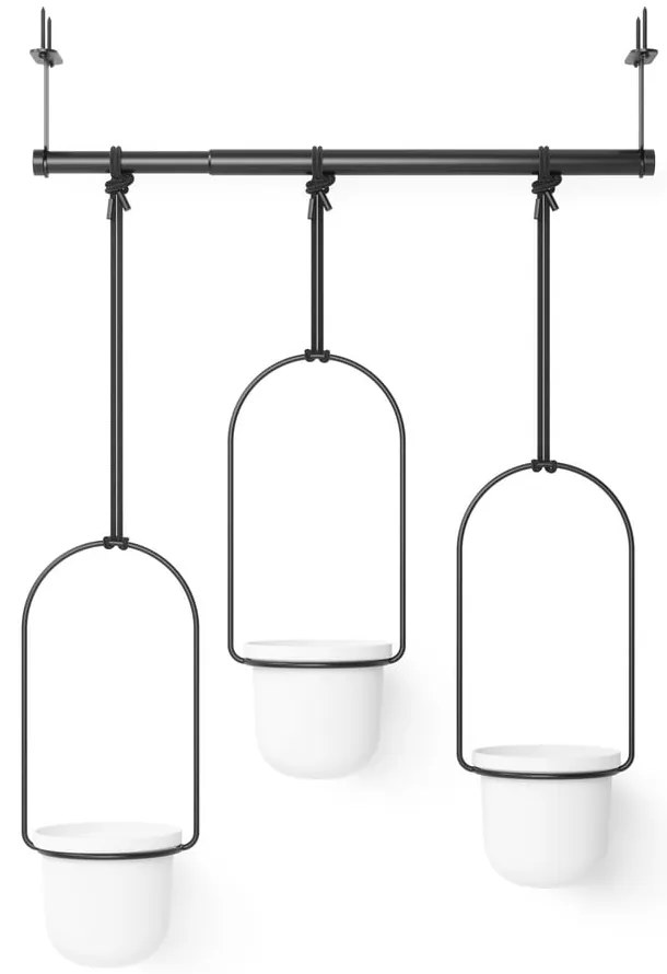 Ghivece decorative 3 buc. din plastic pentru ierburi aromatice/de agățat / de perete ø 7,5 cm Triflora – Umbra