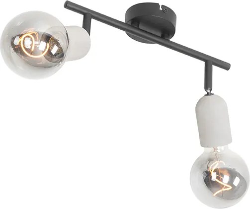 Spotlight industrial negru cu beton 2 lumini - Pedra