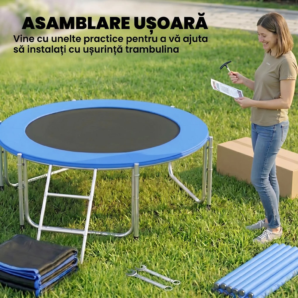SPORTNOW trambulină elastică, trambulină, covor elastic, trambulină elastică de grădină, trambulină cu plasă | Aosom Romania