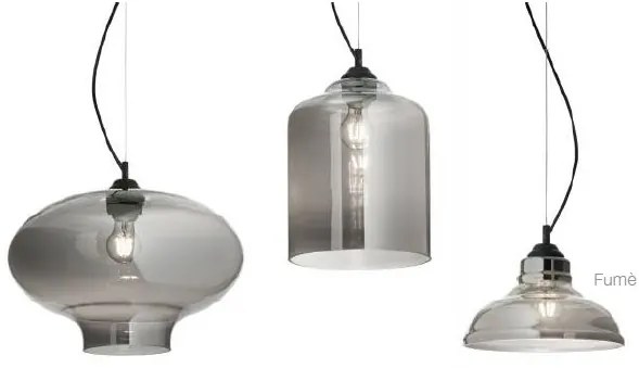 Lustra diametru 24cm, din sticla suflata manual, BISTRO SP1 SQUARE fumurie 112312
