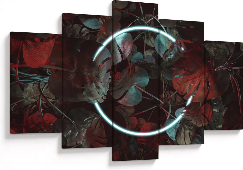Tablou - Cerc de neon între palmieri (150x105 cm)