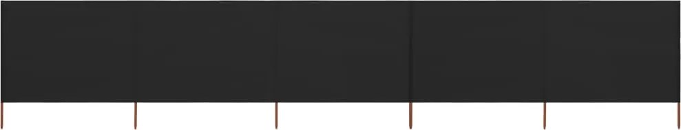 vidaXL Paravan anti-vânt cu 5 panouri, negru, 600 x 120 cm, textil