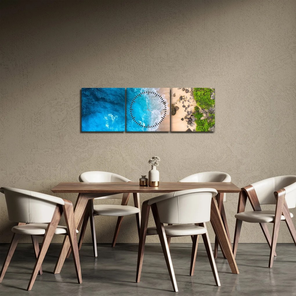 Tablou Plaja din Indonezia (cu ceas) (90x30 cm)