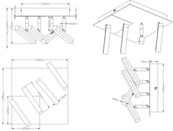 Trio - Plafonieră LED OPIUM 4xLED/4,5W/230V