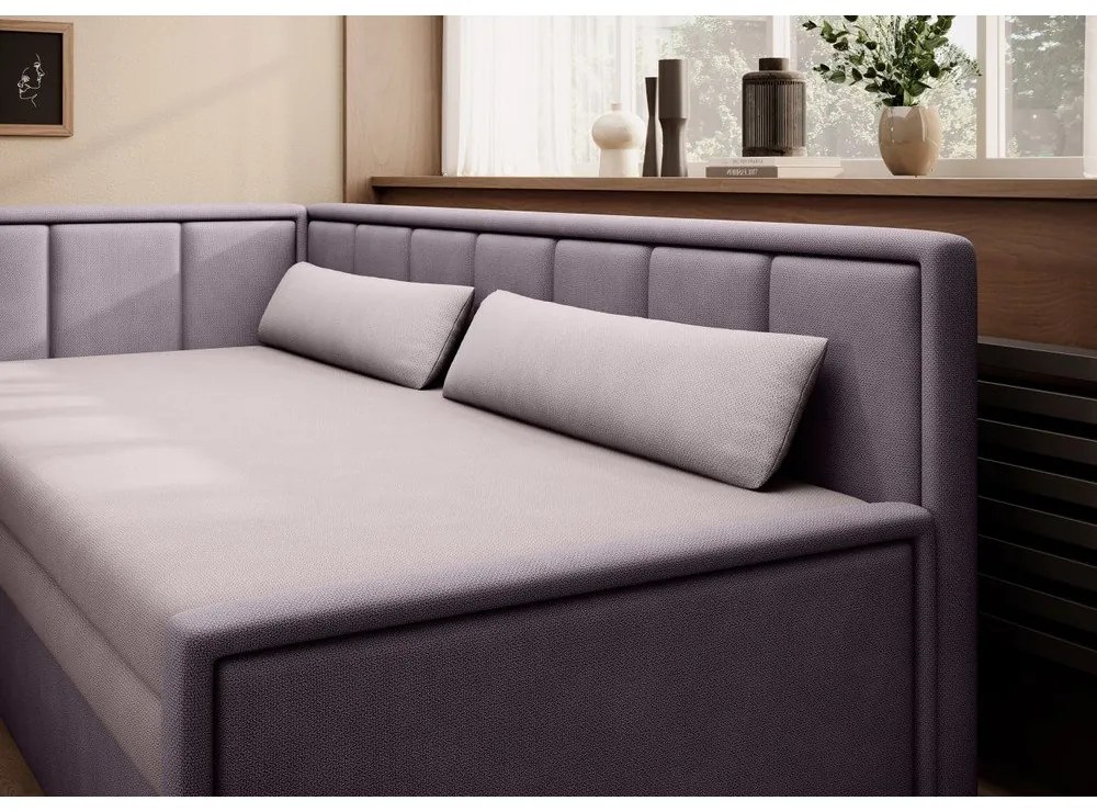 Canapea roz extensibilă/cu spațiu de depozitare cu tapițerie din chenille 214 cm Fulgeo – ELTAP