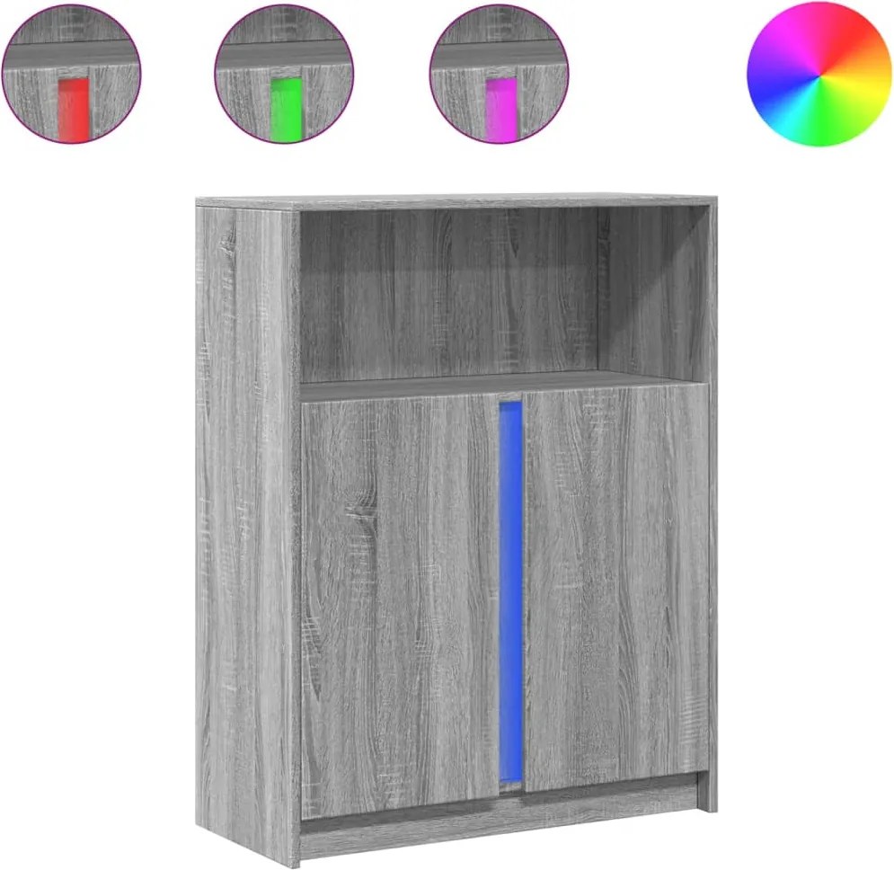 vidaXL Dulap cu LED, gri sonoma, 77x34x100 cm, lemn prelucrat