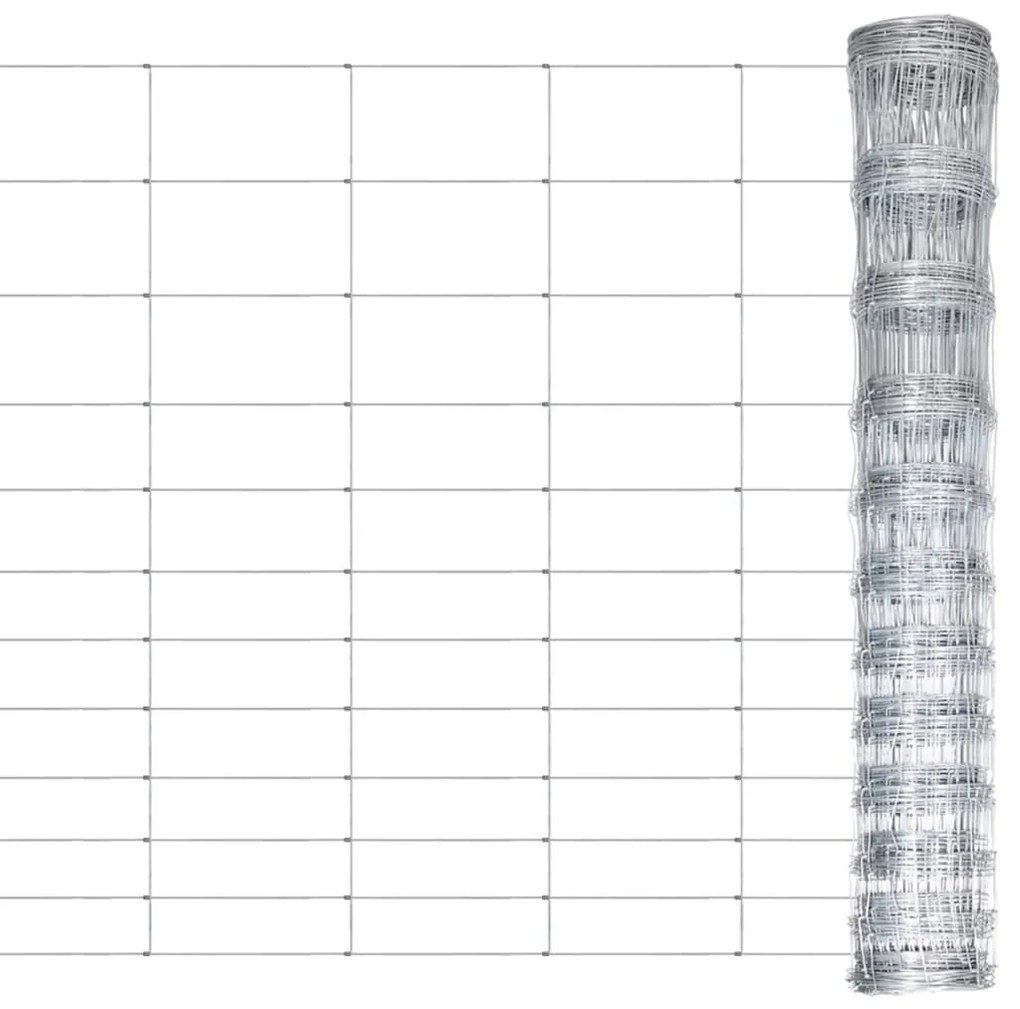 vidaXL Gard de grădină, argintiu, 50 m, oțel galvanizat, 150 cm