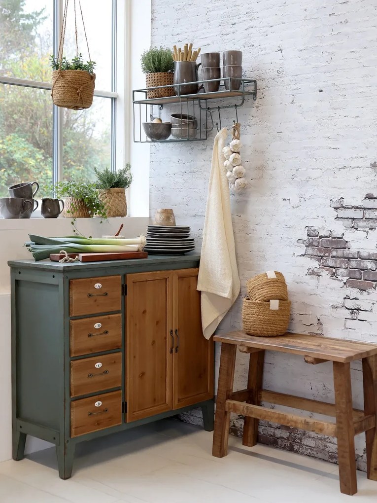 Bancă din lemn reciclat, design rustic, Grimaud
