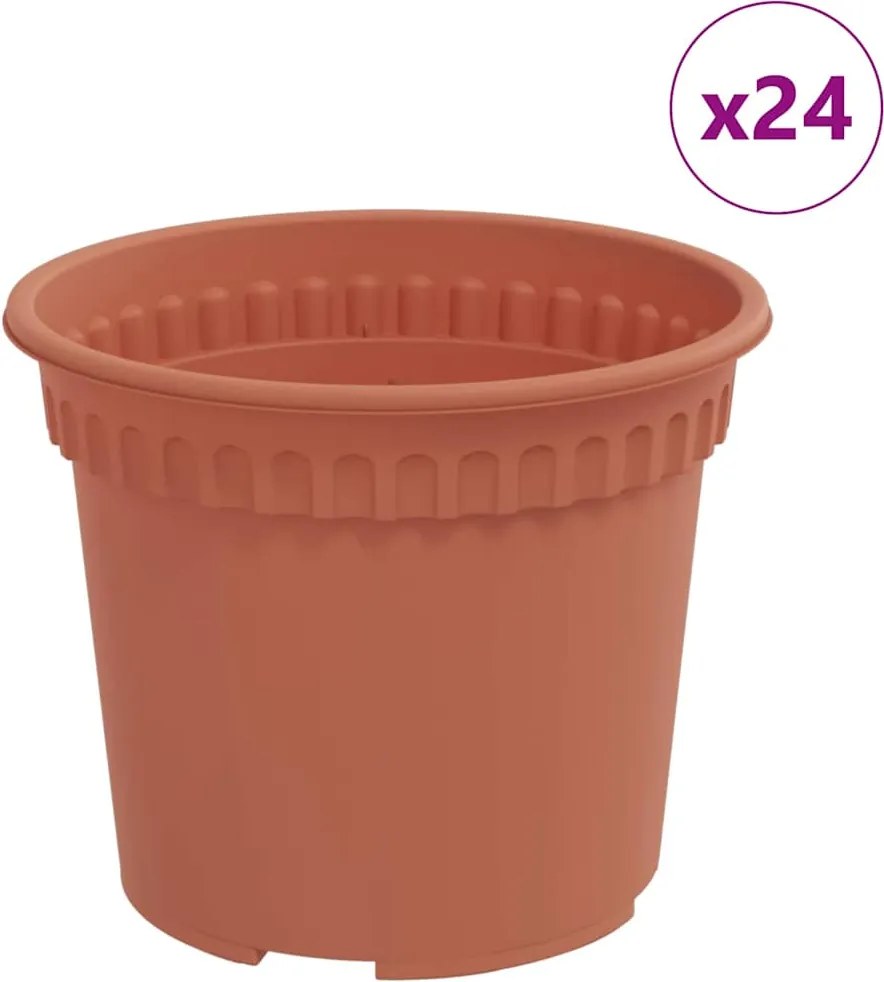 vidaXL Ghiveci rotund pentru flori 24 pcs Roșu cărămidă Ø 12,5 x 10 cm