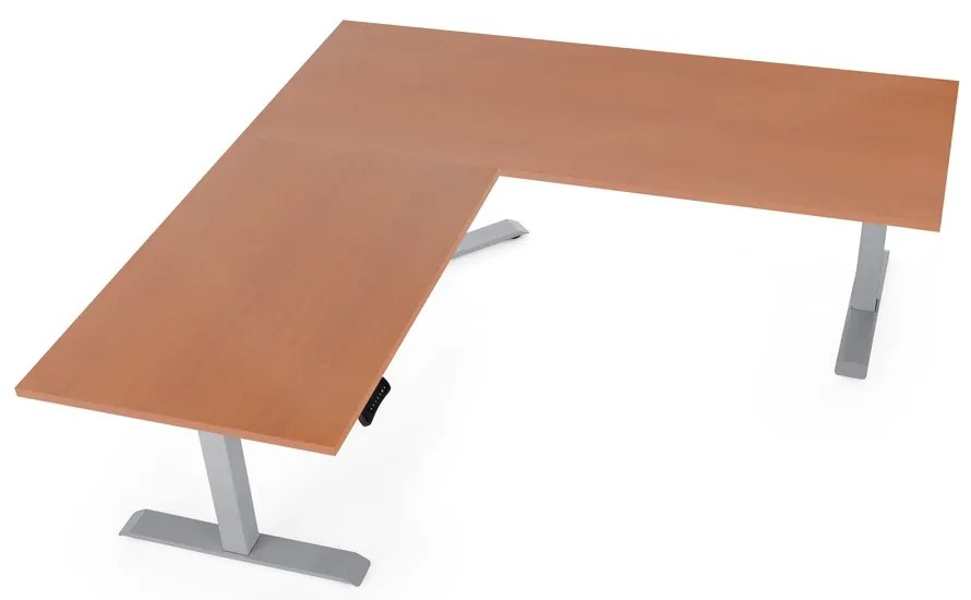 Masa inaltime reglabila OfficeTech Angle, 180 x 200 cm, bază gri, cireașă