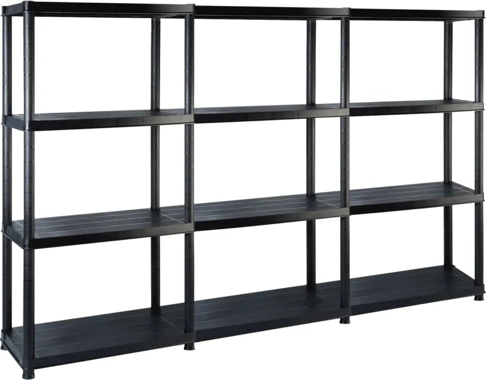vidaXL Raft de depozitare cu 4 polițe, negru, 183x30,5x130 cm, plastic