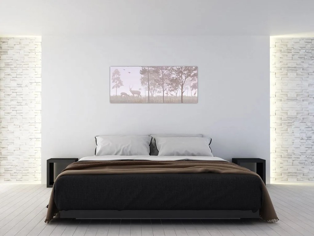 Tablou - Pădure,monocrom (120x50 cm)