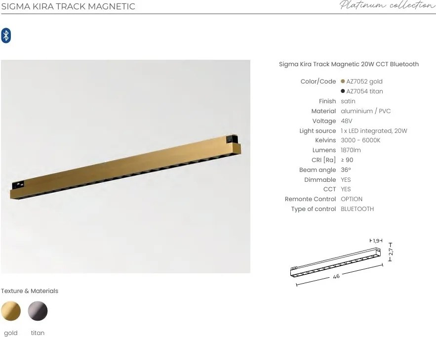 Modul magnetic liniar Smart pentru sina magnetica SIGMA, KIRA 20W CCT titan