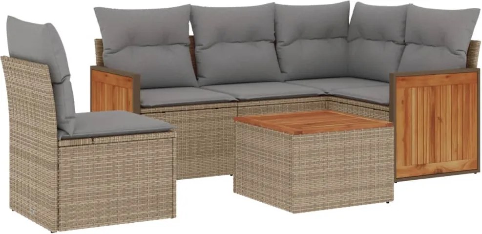 vidaXL Set canapele de grădină cu perne, 6 piese, bej, poliratan