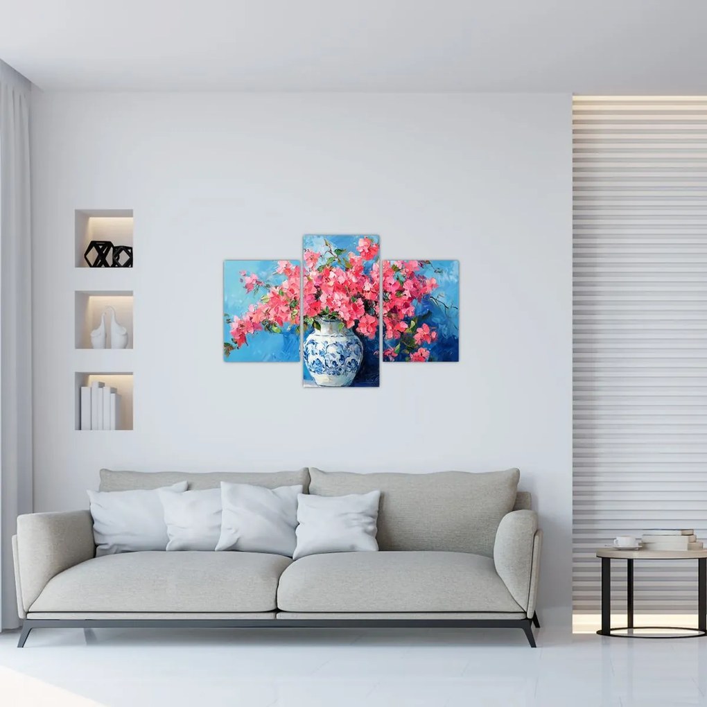 Tablou - Vază cu flori roz (90x60 cm)