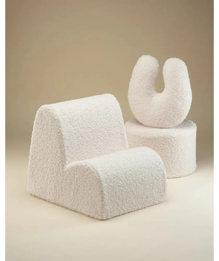 Pernă decorativă pentru copii crem cu tapițerie din țesătură bouclé U – Wigiwama