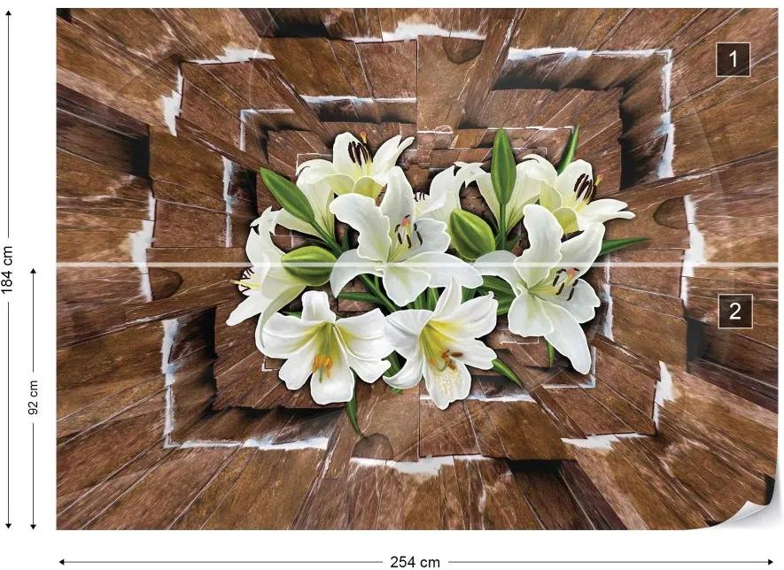 Fototapet GLIX - 3D Tunnel And Flowers + adeziv GRATUIT Tapet nețesute - 254x184 cm