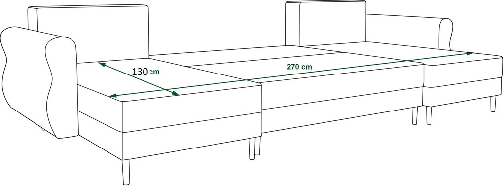 PROMO Coltar extensibil in U SILVIANO 300x140 cm, gri + 2 perne GRATUIT II. calitate