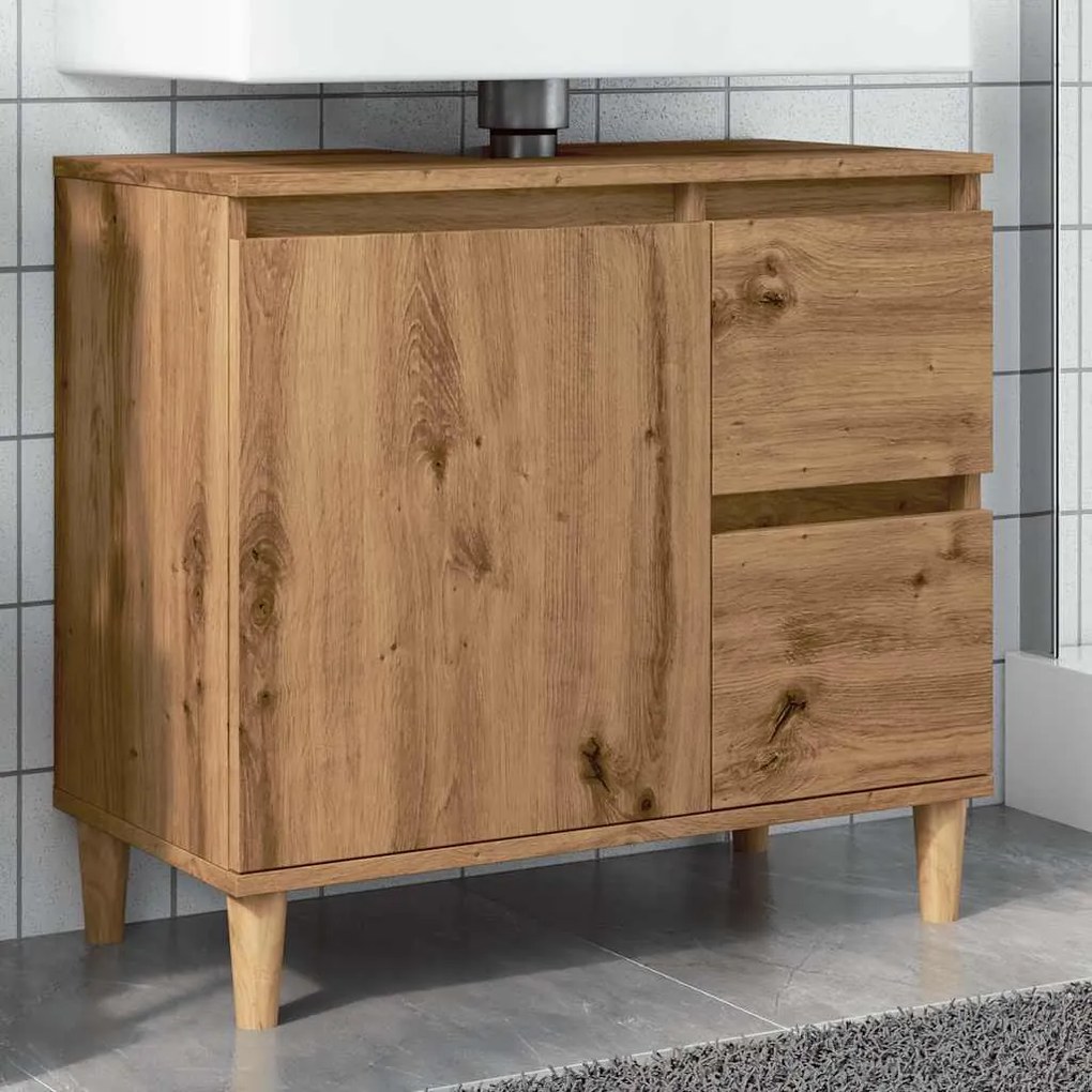 vidaXL Dulap de chiuvetă, stejar artizanal, 65x33x60 cm lemn prelucrat