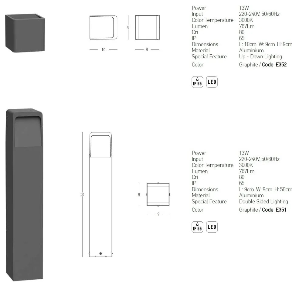 Aplica LED iluminat exterior ambiental Up/Down IP65 Mandy