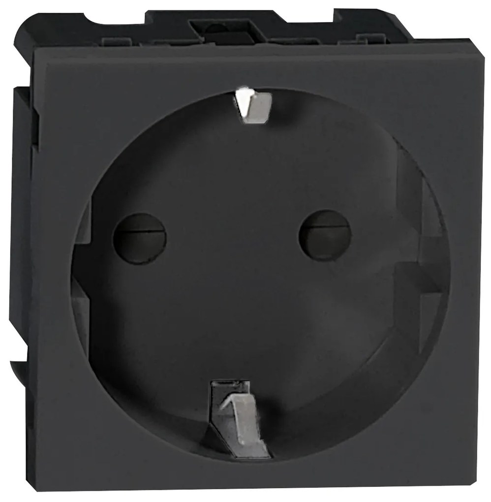 Priza cu impamantare, 2 module, pentru prizele de blat Orno Norgen, negru