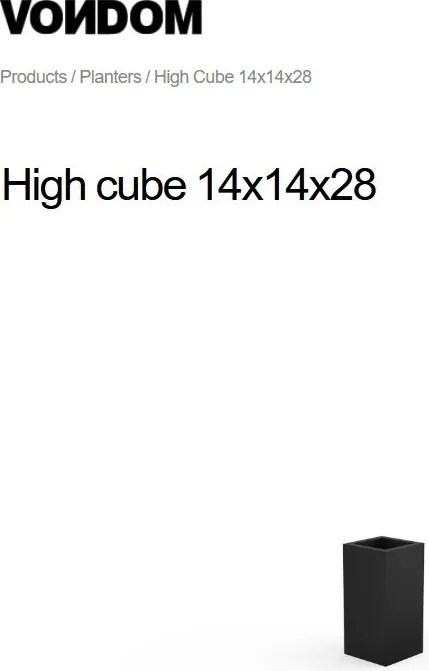 Ghiveci plante design decorativ modern interior / exterior HIGH CUBE mini 14x14x28cm