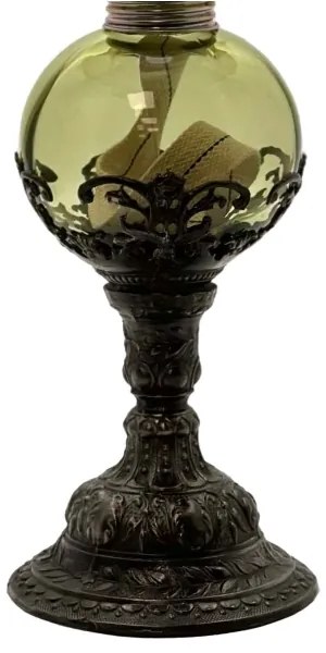 Lampă cu petrol DRAHOMÍRA 50 cm verde pădure decorată cu cositor