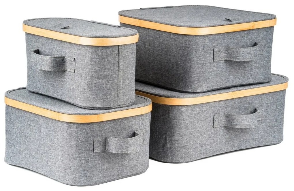 Cutie de depozitare G21 30 x 30 x 15 cm, dinbambus cu capac, gri