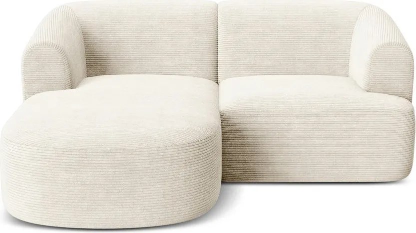 Colțar bej cu tapițerie din catifea reiată (cu colț pe partea stângă/cu șezlong) Campi – Cosmopolitan Design