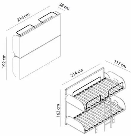 Pat Rabatabil Suprapus cu somiere incluse - Simple Bunk - Alb Mat