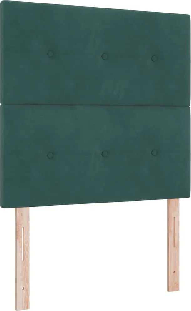 vidaXL Pat cu arc LED cu saltea Verde închis 120 x 190 cm Catifea