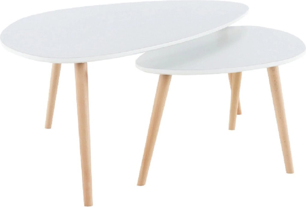 Set 2 masute FOLKO NEW, alb/stejar