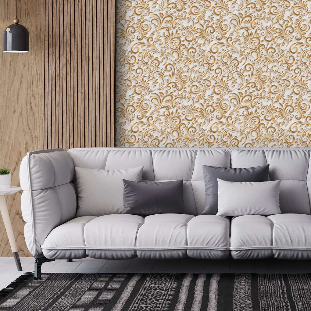 Tapet - ornamente 3D, alb