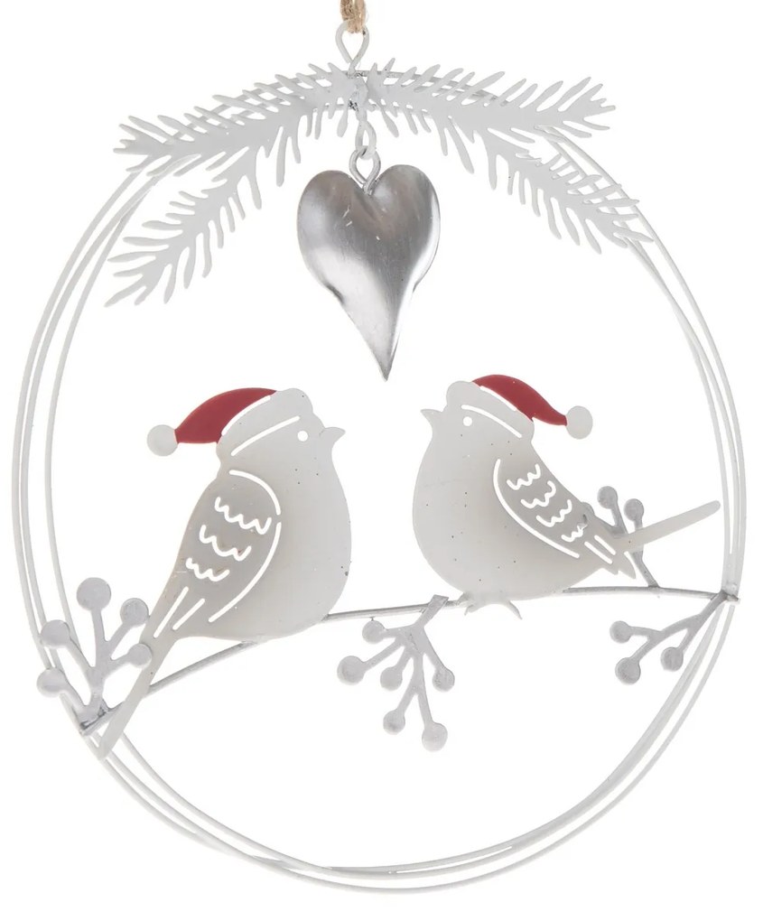 Decorație metalică de Crăciun pentru agățat,Păsări, 14,5 x 16 x 1 cm