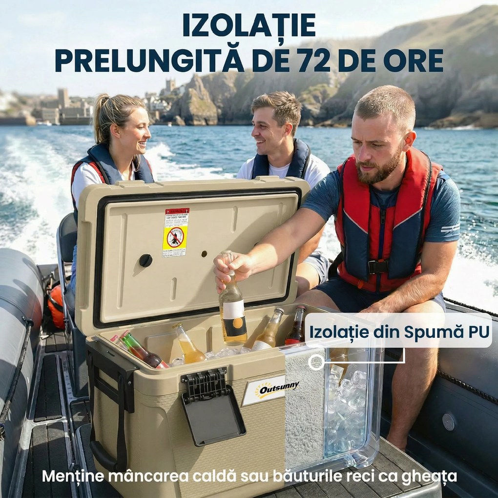 Outsunny cutie frigorifică auto picnic răcitoare portabile frigider băuturi reci călătorie ladă frigorifică congelator rigid bere 40L | Aosom Romania