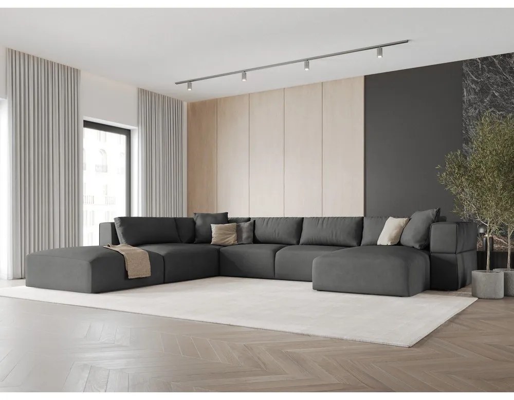 Colțar gri închis (cu colț pe partea stângă /în formă de "U") Esther – Milo Casa