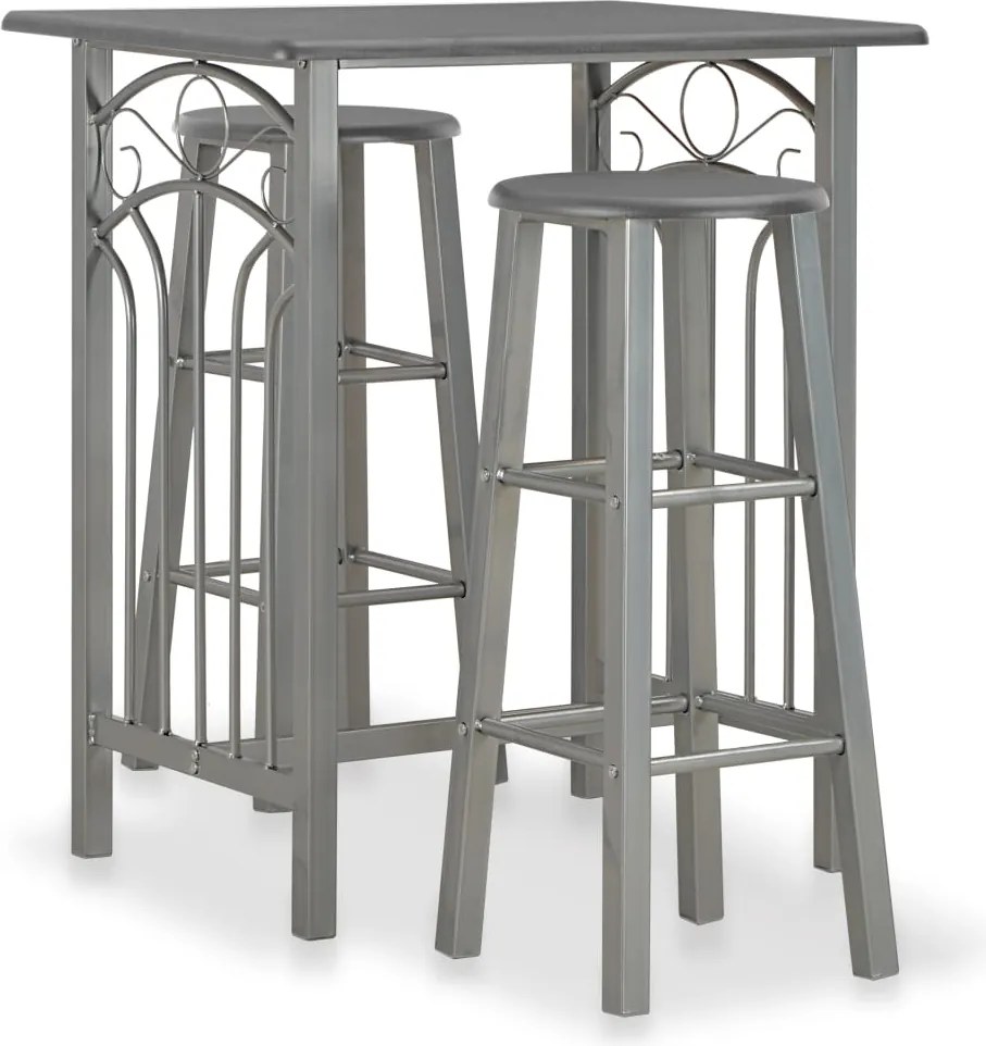vidaXL Set mobilier de bar, 3 piese, antracit, lemn și oțel