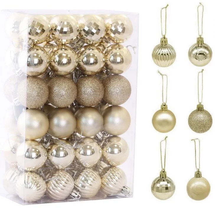 Set decoratiuni de Craciun GOLDBALL aurii, 48 buc.