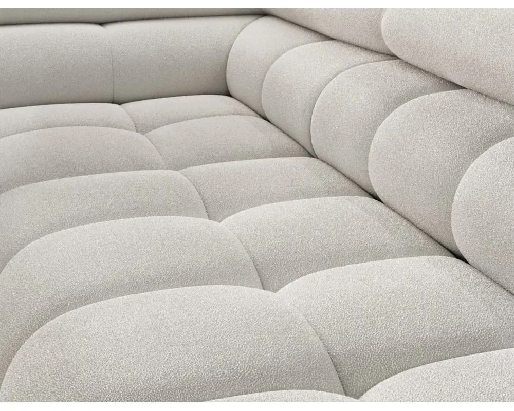 Colțar crem extensibil/cu spațiu de depozitare cu tapițerie din țesătură bouclé (cu colț pe partea stângă/în formă de ”L”) Ferucce – ELTAP