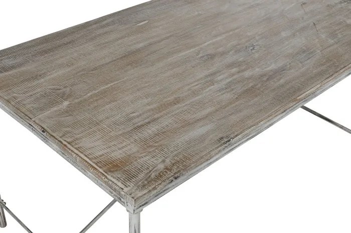 Masă dining décapé din lemn de mango, natur, 12 locuri, cu cadru metalic în X, 78,5 x 240 x 90 cm, „Freya”