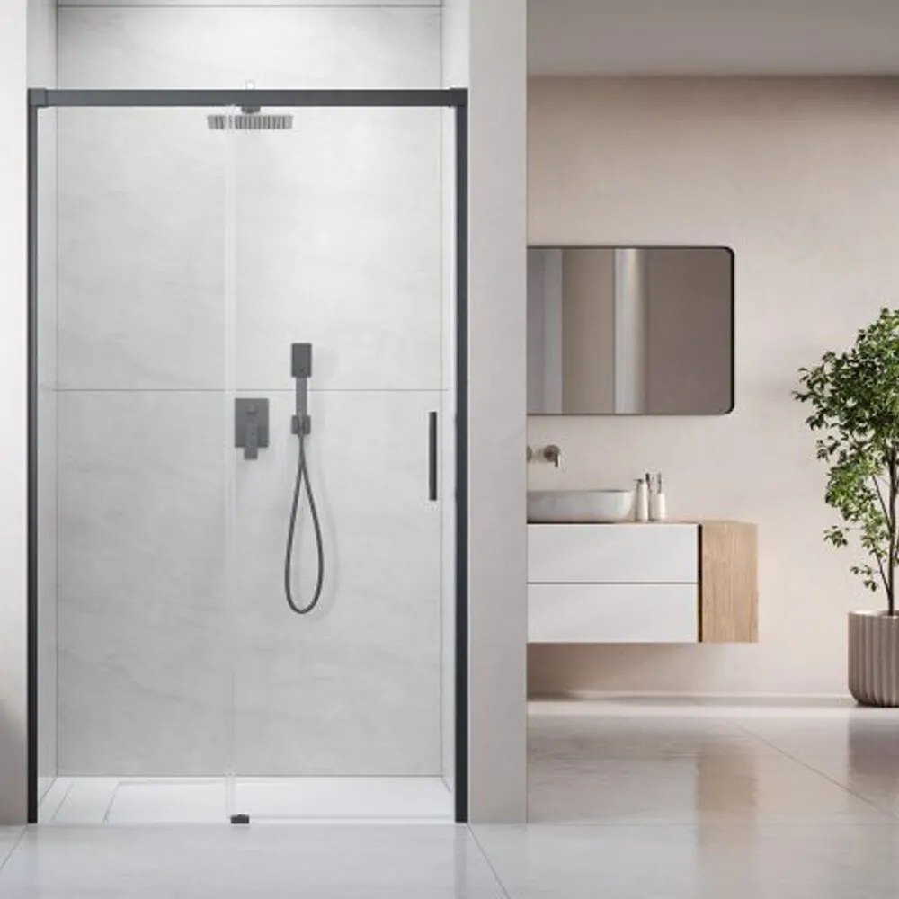 Usa de nisa culisanta Radaway Idea DWJ 120 cm sticla 6 mm finisaj GunMetal periat-transparent deschidere stanga