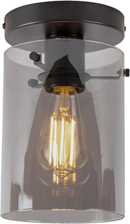 Plafoniera de design neagra cu sticla fumurie - Dome