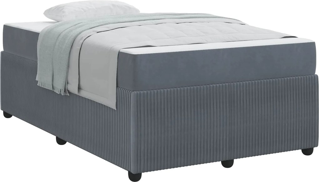 vidaXL Cadru de pat cu saltea Gri închis 120 x 190 cm țesătură