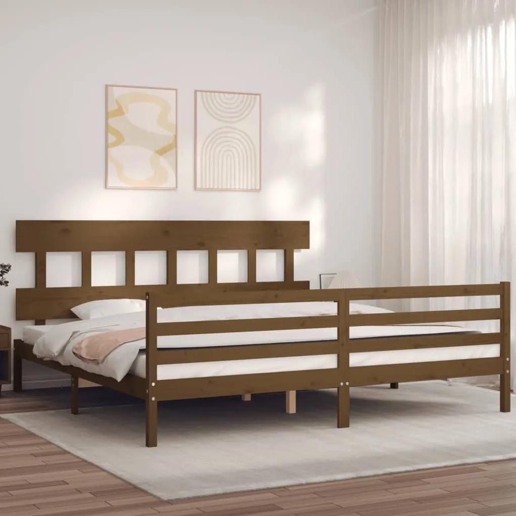 3195179 vidaXL Cadru pat cu tăblie, maro miere, 200x200 cm, lemn masiv